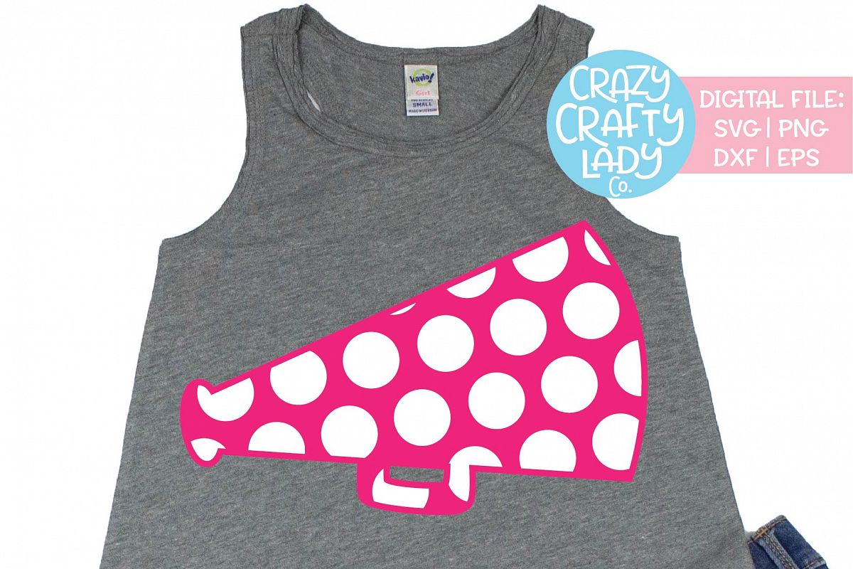 Polka Dot Megaphone Cheerleader SVG DXF EPS PNG Cut File example image 1