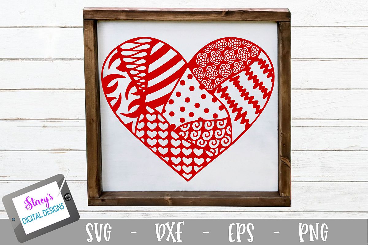 Heart SVG with doodle patterns example image 1