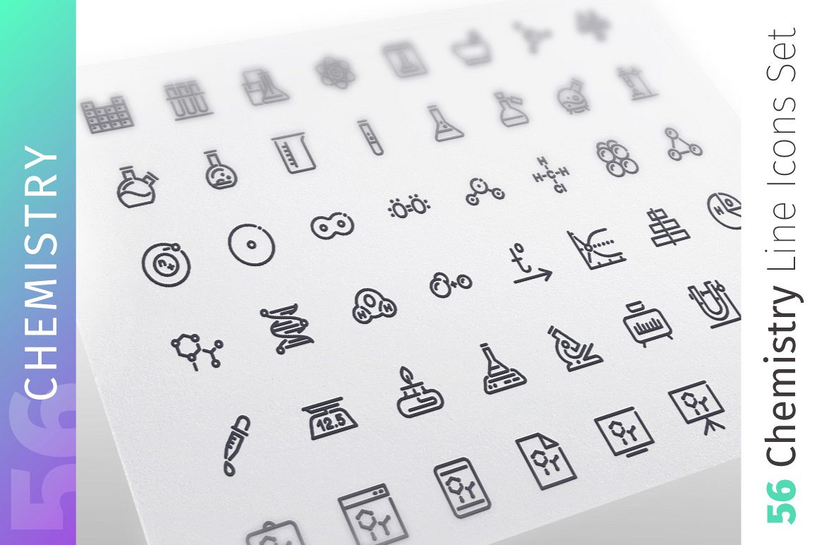 Chemistry Line Icons Set example image 1