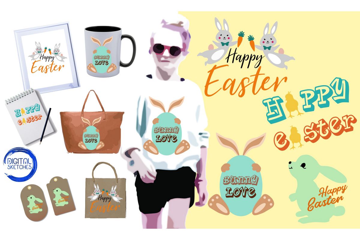 Easter Bunny Collection Easter Egg Vector Illustration example image 1