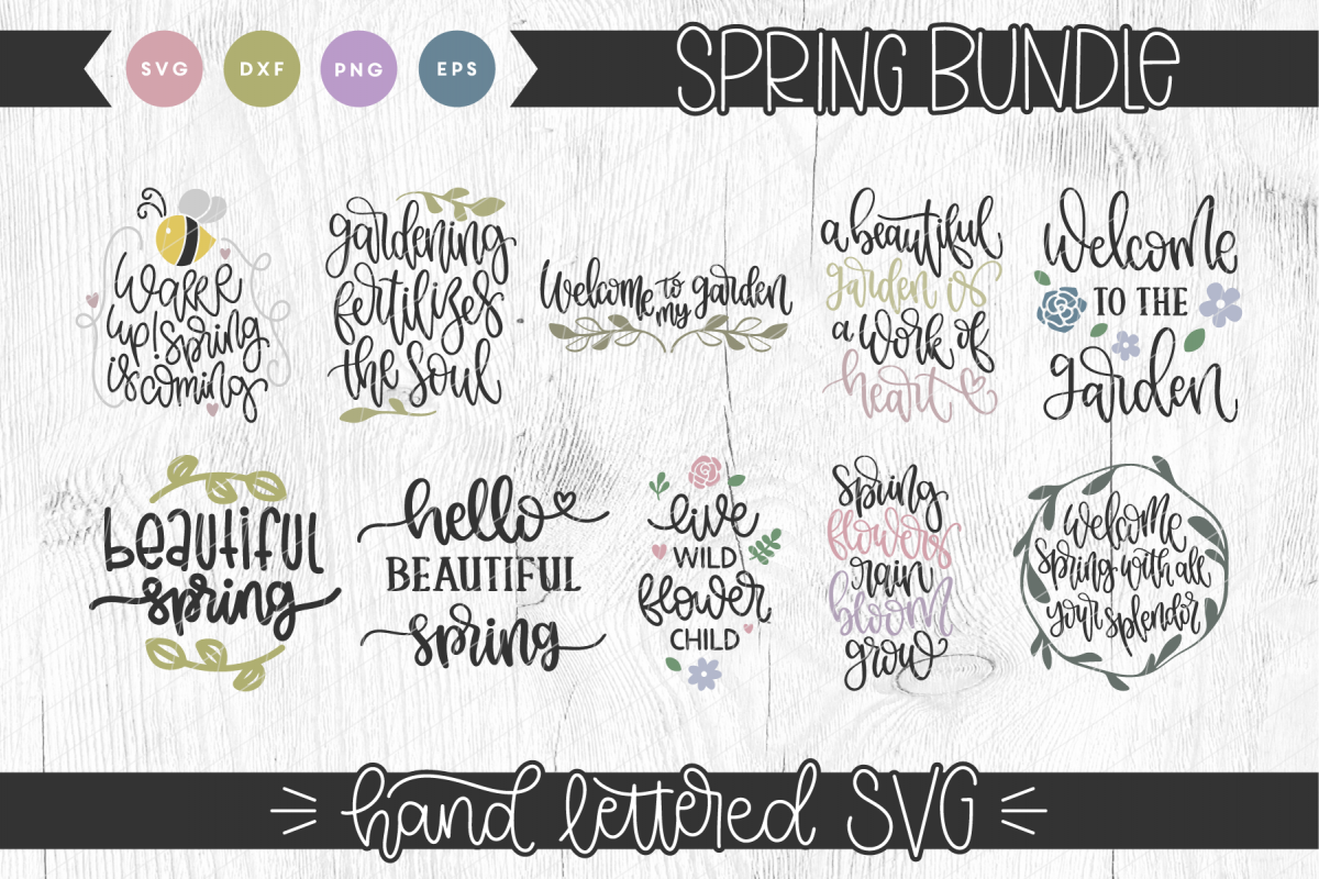 Spring Hand Lettered SVG Bundle example image 1