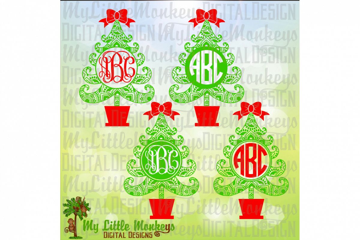 Christmas Tree Mandala MonogramBase example image 1