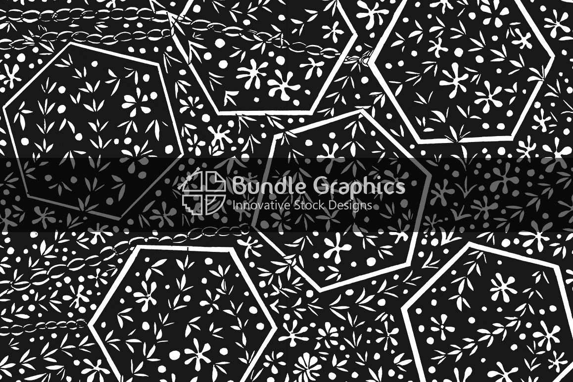 Nature Polygons Background - Handmade Black Ink Graphics example image 1