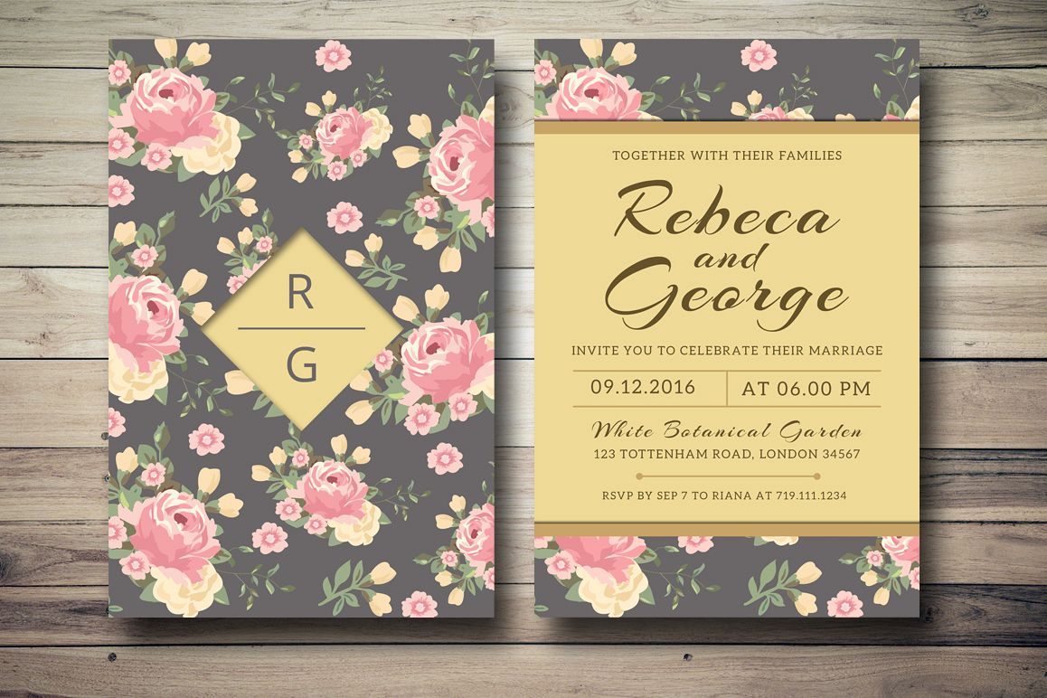 Floral Wedding Invitation example image 1