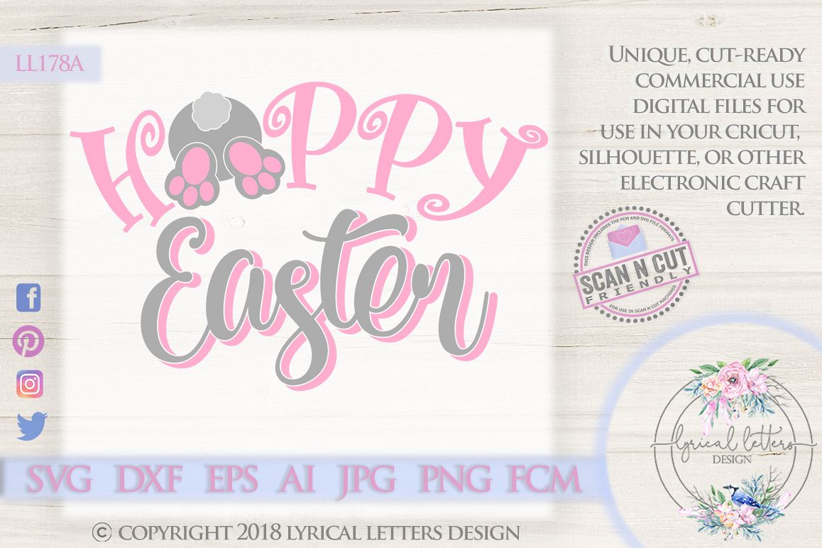Happy Easter Hoppy Easter Bunny Tail SVG DXF Cut File LL178A example image 1