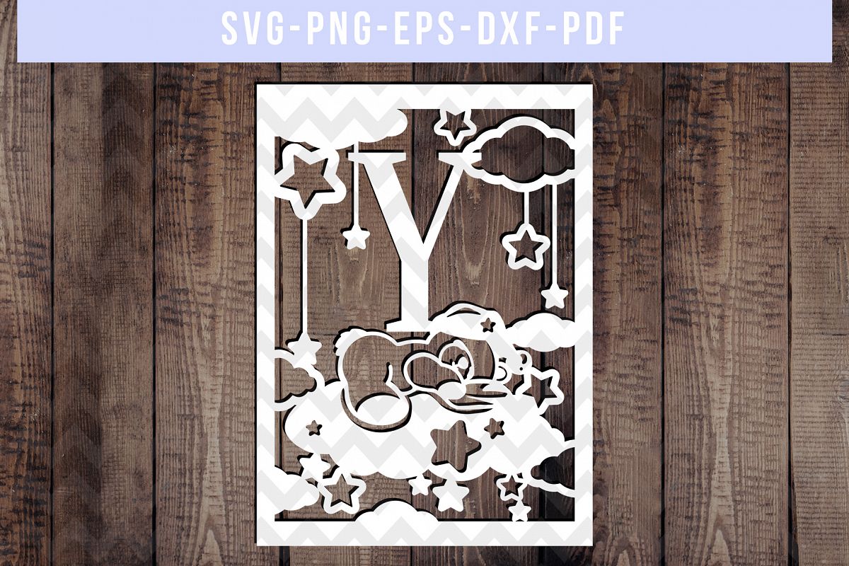 Nursery Y Monogram Papercut Template, Kids Room Decor, DXF example image 1