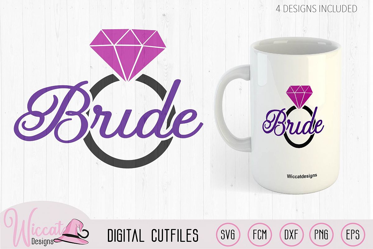Diamond ring bride svg, women example image 1