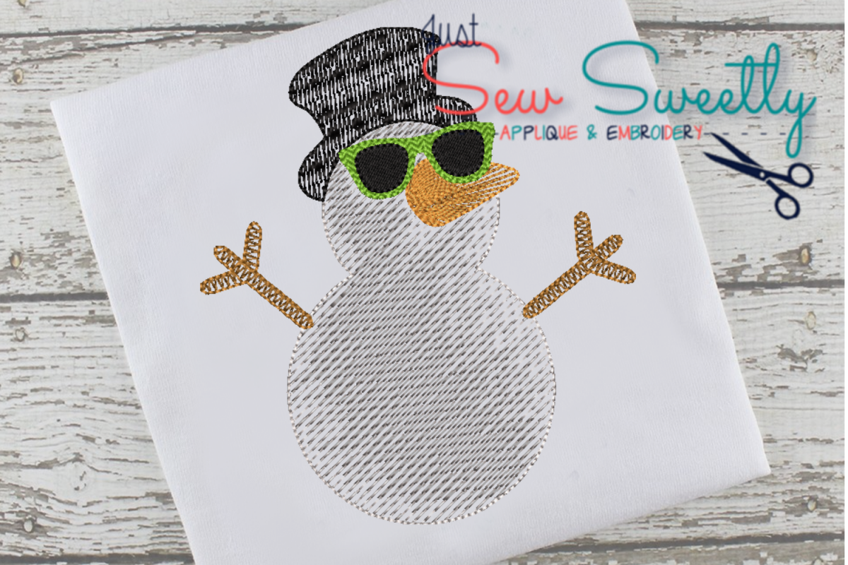 Christmas Snowman Boy Applique Embroidery Design example image 1
