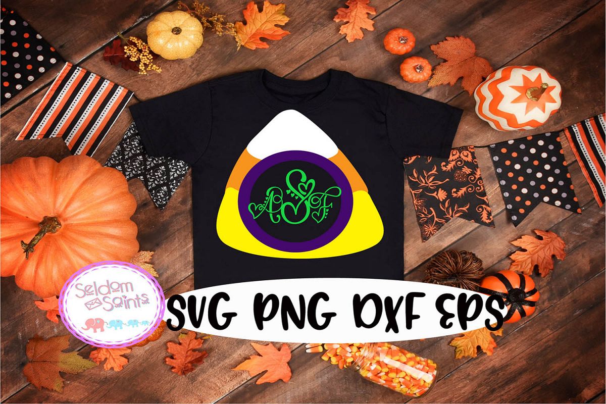 Candy Corn Monogram SVG PNG DXF EPS Cricut Cut File example image 1