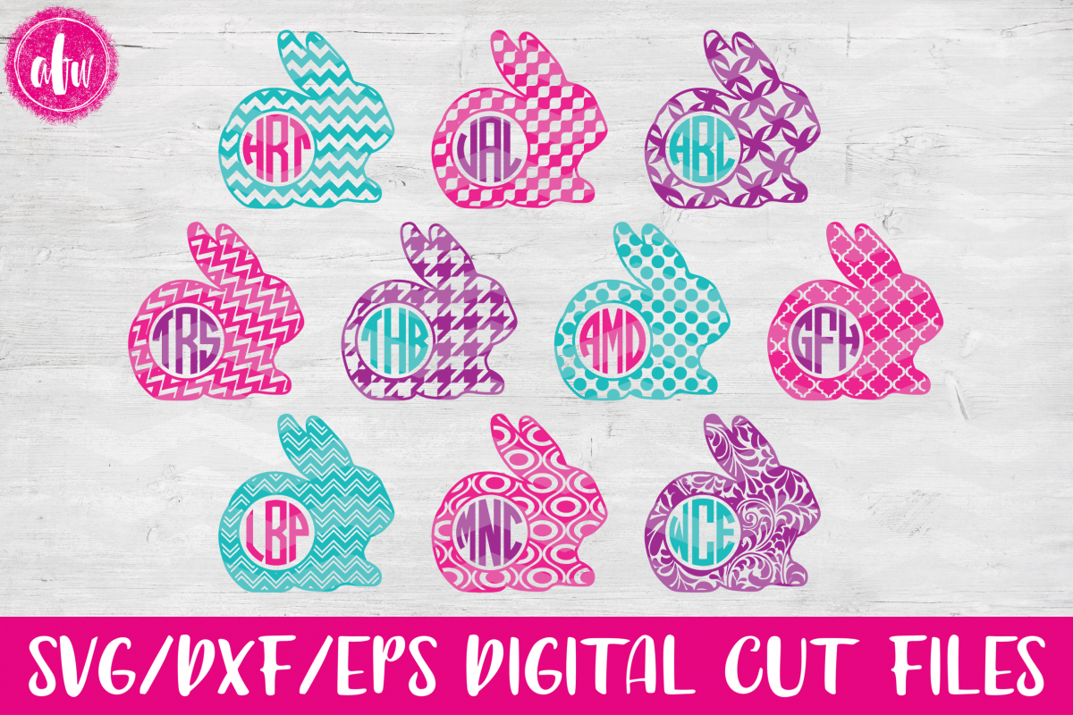 Download Pattern Monogram Easter Bunny Set - SVG, DXF, EPS Cut ...