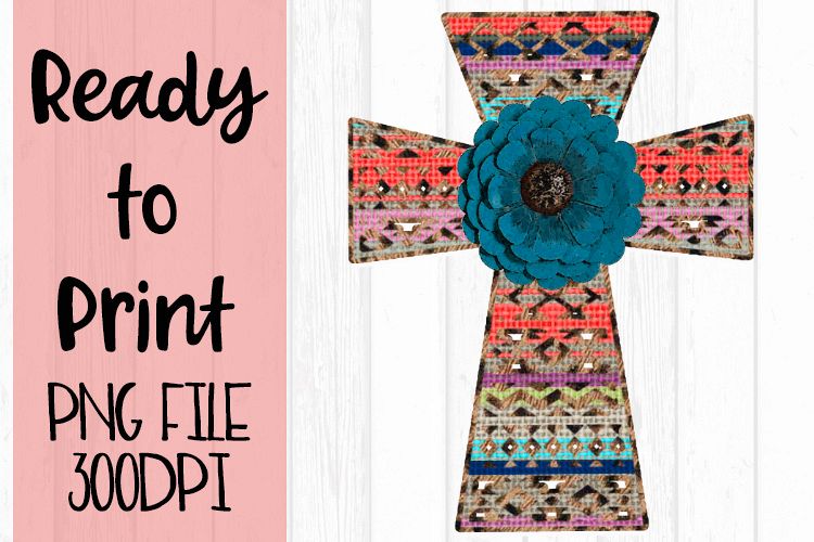 Aztec Flower Cross Ready to Print example image 1