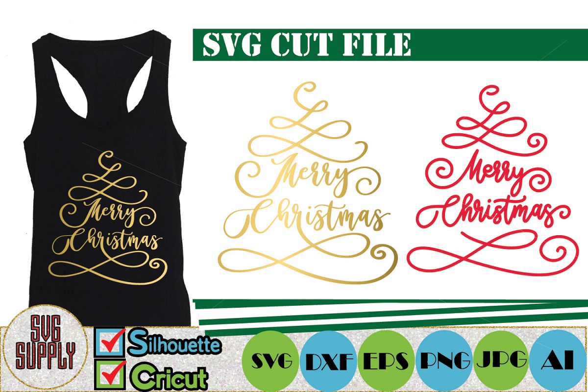 Merry Christmas Tree SVG Cut File example image 1