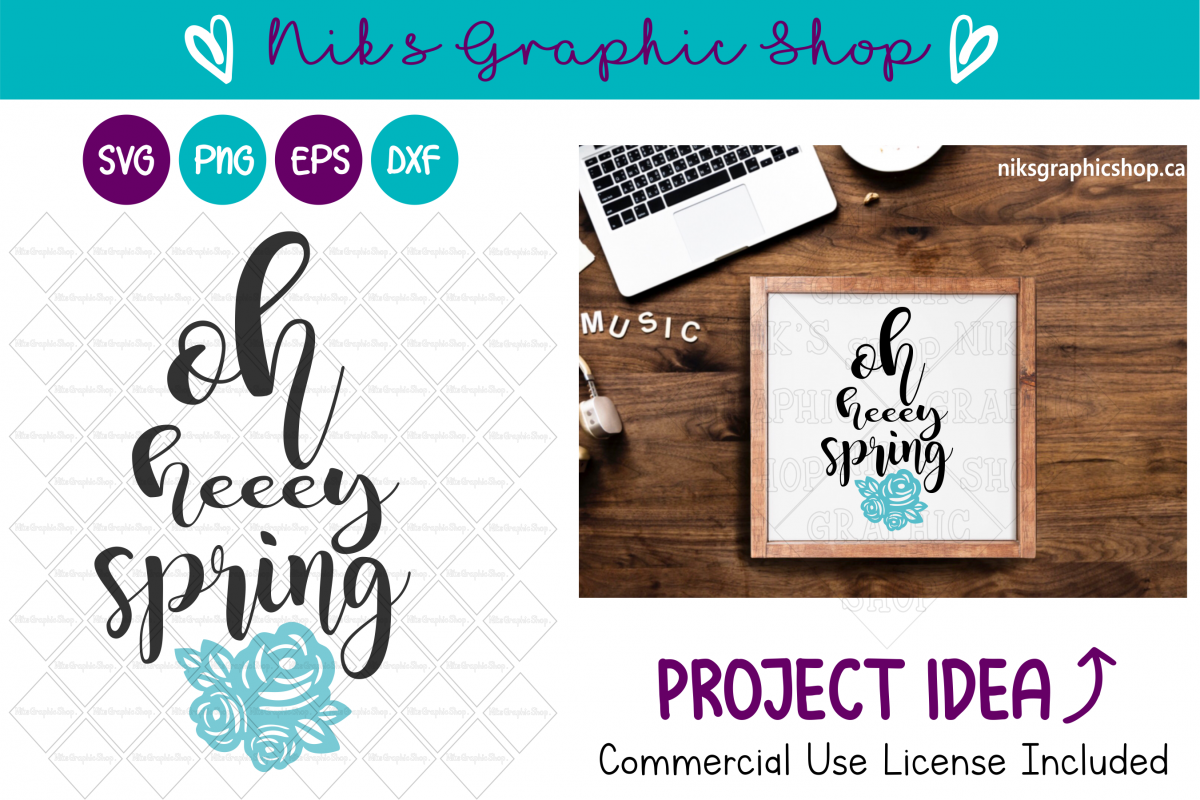 spring svg, hey spring svg, spring cutting files, spring svg example image 1