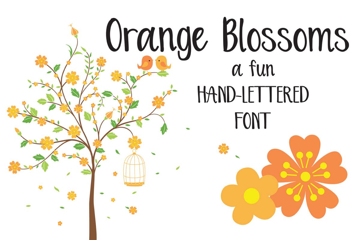 Orange Blossoms - Hand lettered crafting font example image 1