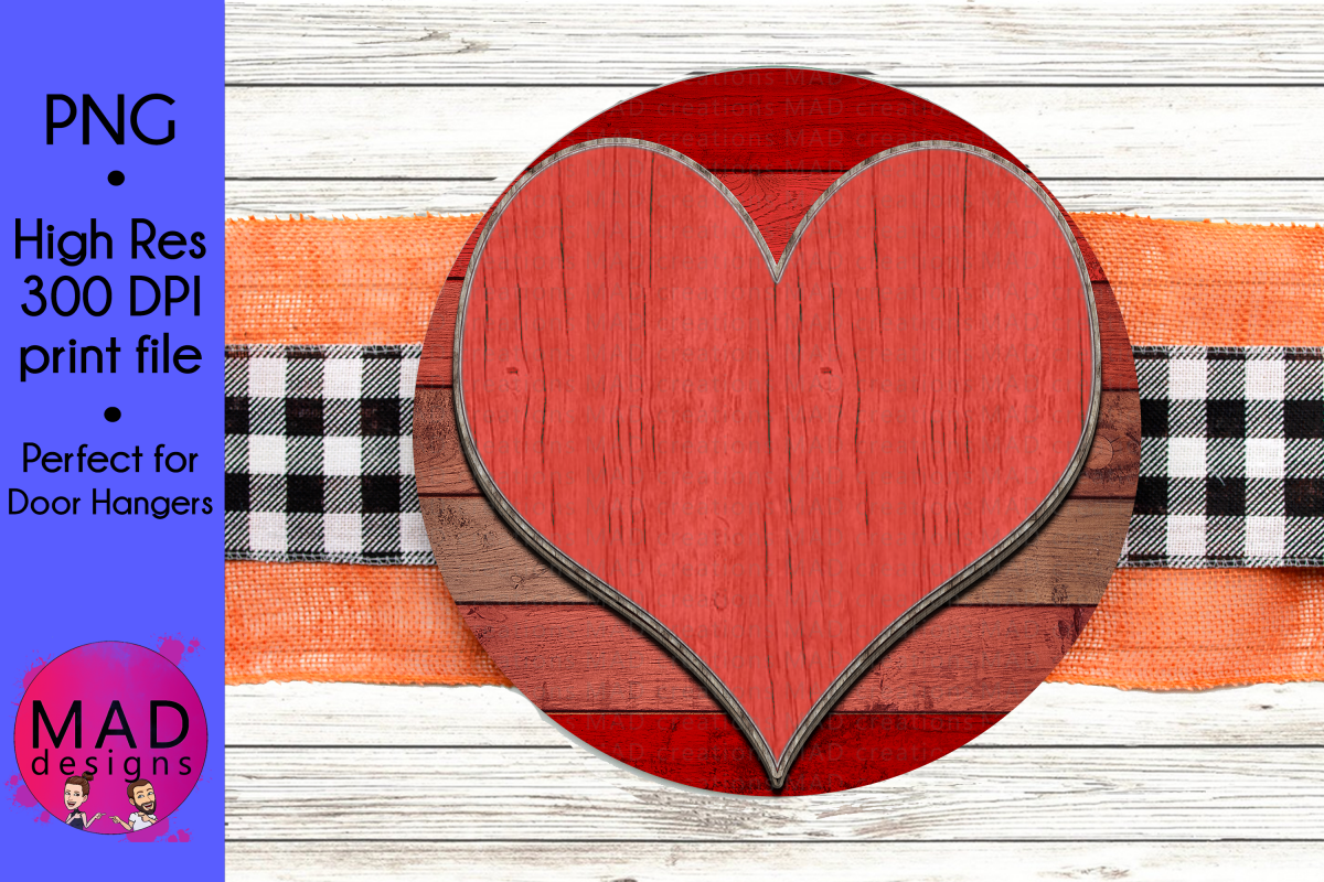 Valentine's Day Heart - Round Door Hanger Sign example image 1