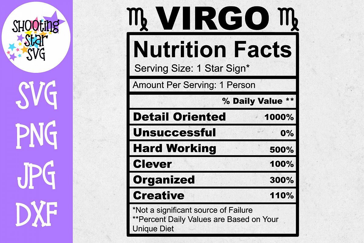 Virgo Zodiac Sign Nutrition Facts SVG - Virgo SVG example image 1