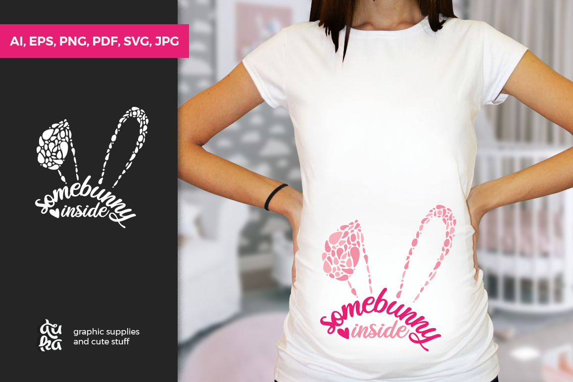 Pregnancy Announcement SVG Cut Files - Somebunny inside example image 1
