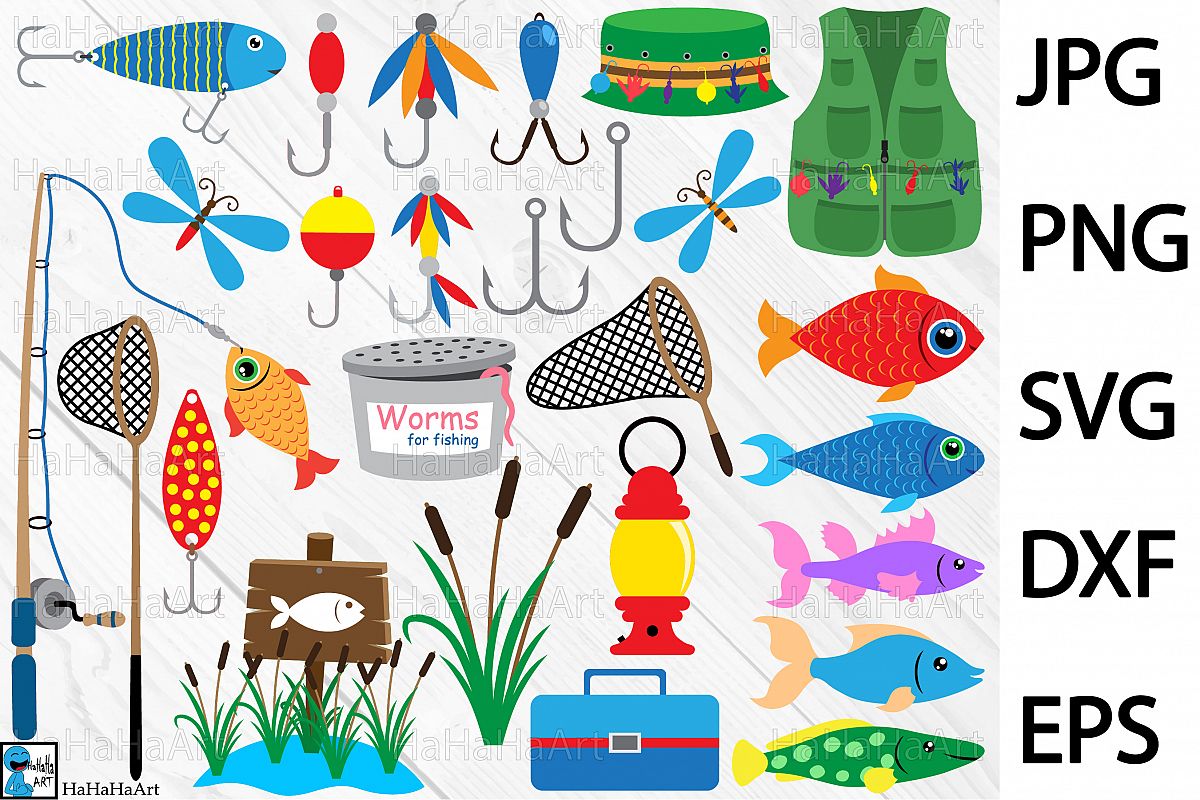 Fishing Designs - Clip art / Cutting Files 101c example image 1