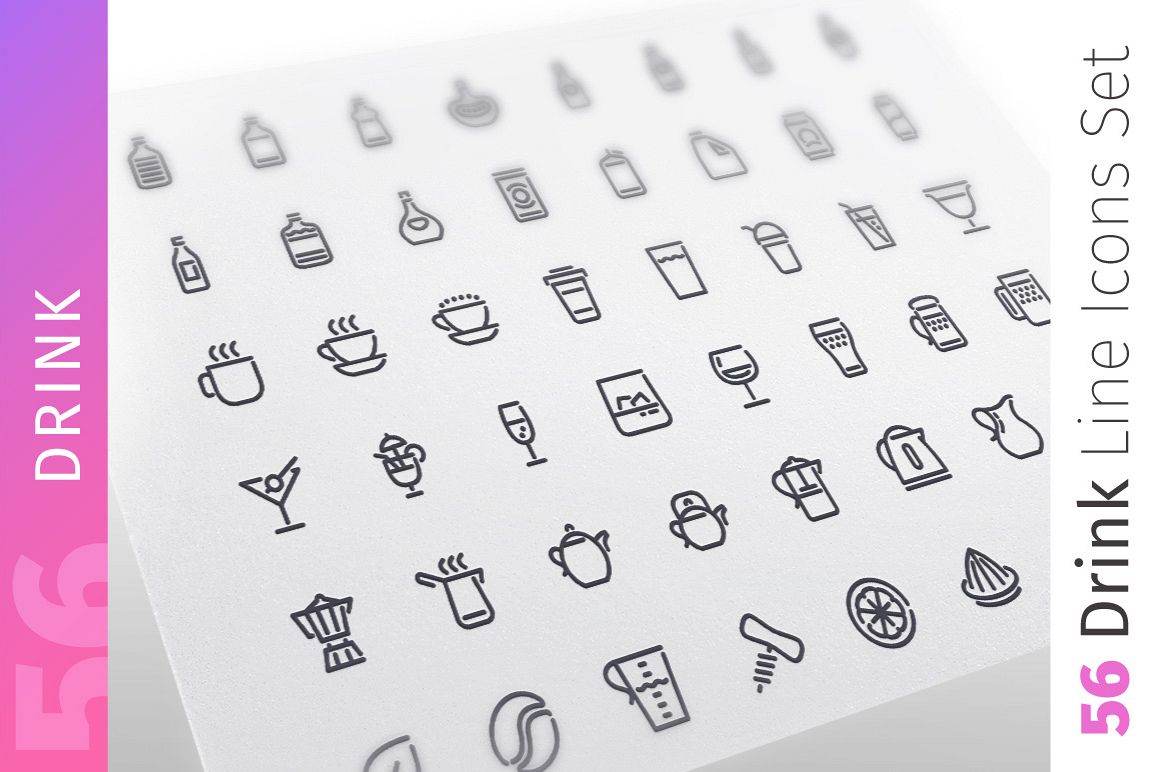 Drink Line Icons Set example image 1