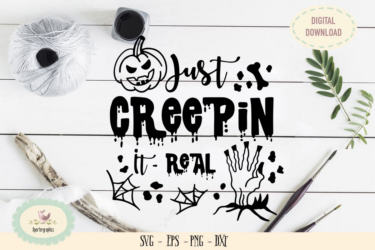 Just creepin it real SVG PNG skeleton halloween example image 1