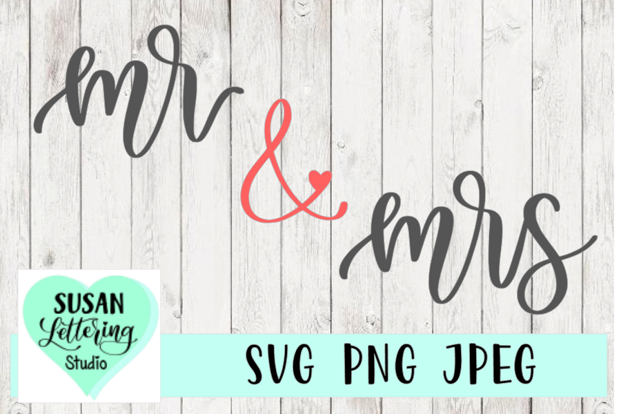 Mr & Mrs Hand lettered SVG, JPEG, PNG example image 1