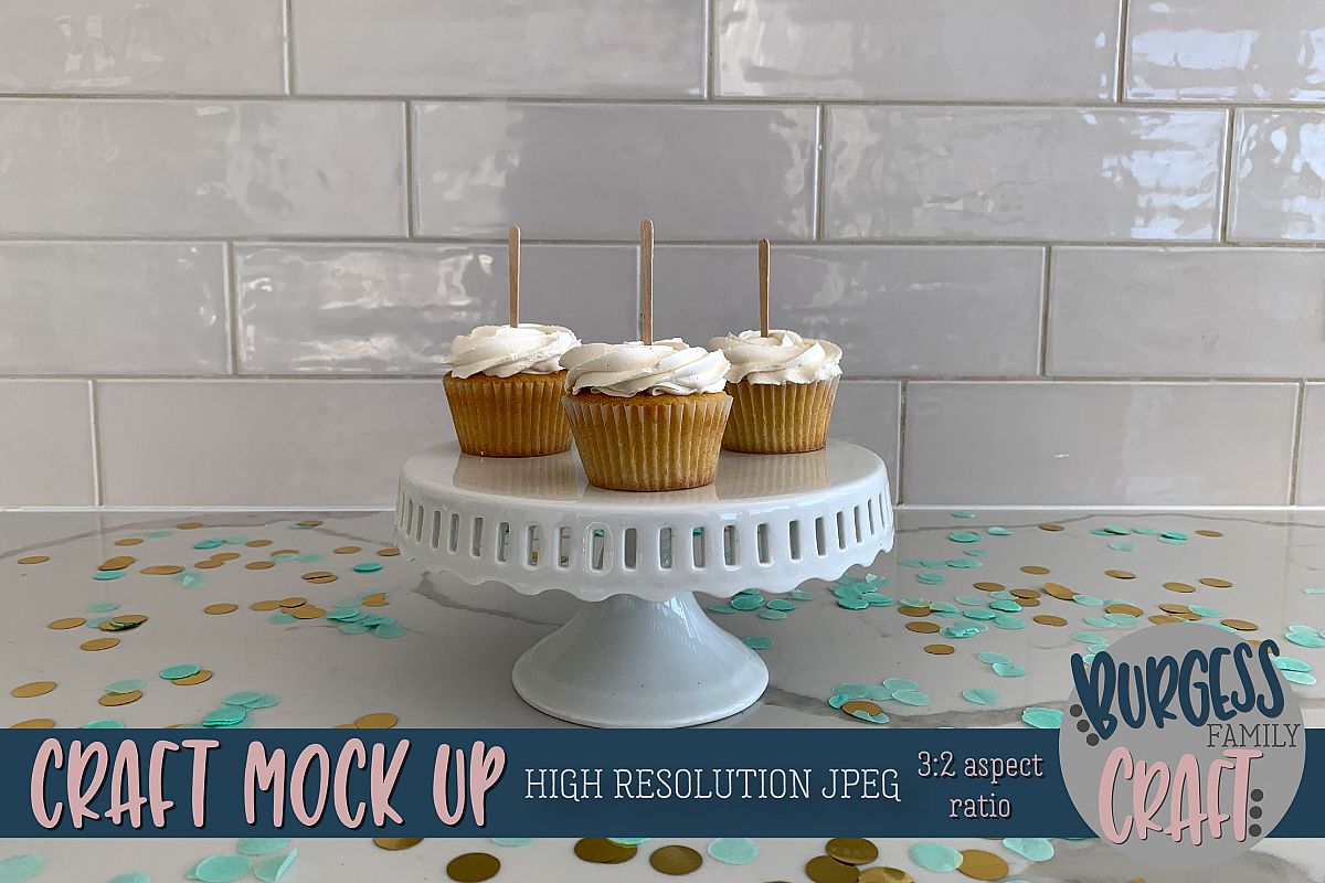 Cupcake topper confetti Craft mock up | High Res JPEG example image 1