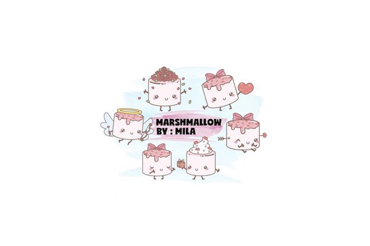 KAWAII VALENTINES DAY MARSHMALLOW CLIPART BUNDLE PNG example image 1