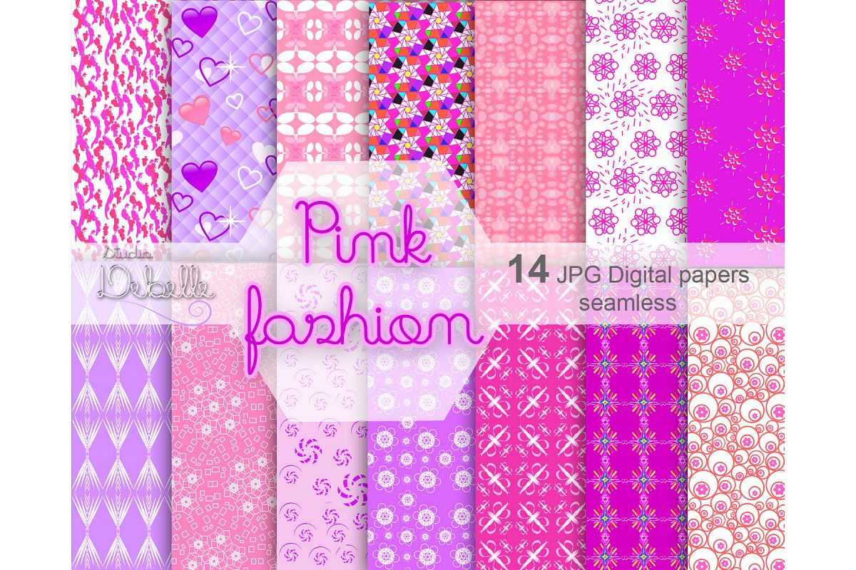 Fashion Pink digital paper seamless pattern example image 1