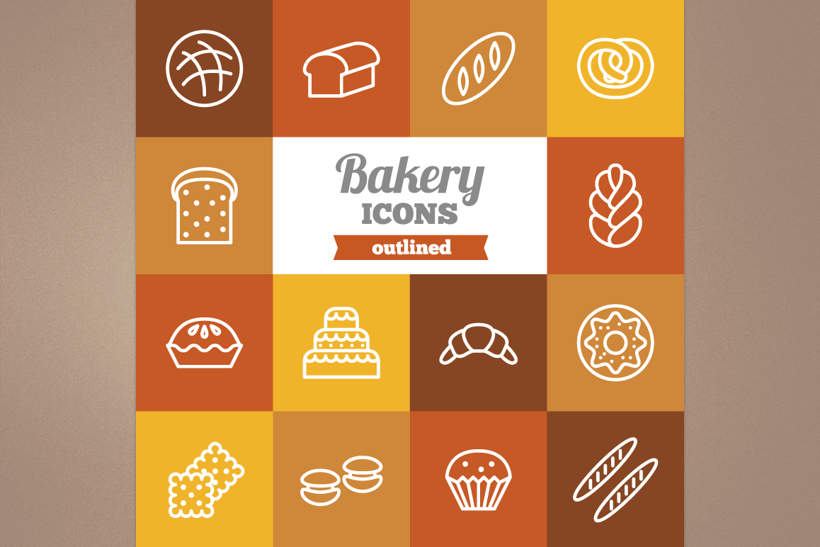Outlined Bakery Icons example image 1