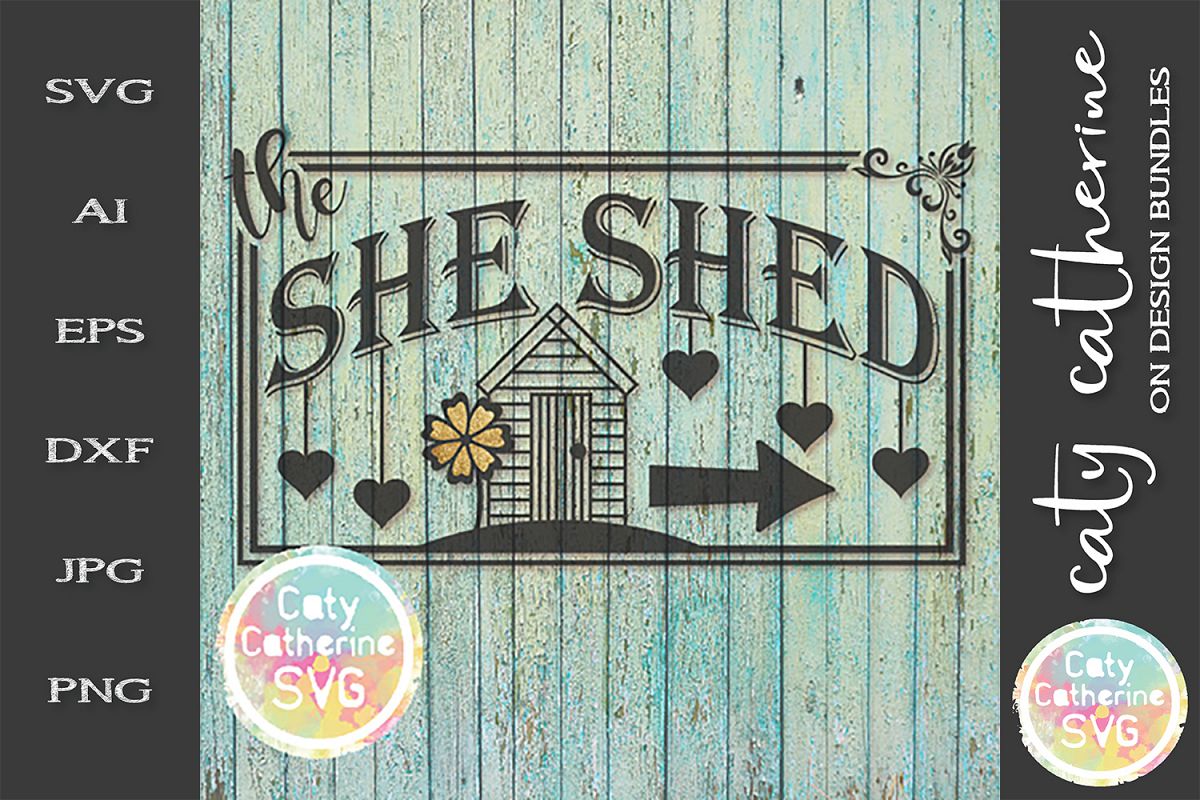 She Shed Sign With Arrow SVG Cut File example image 1