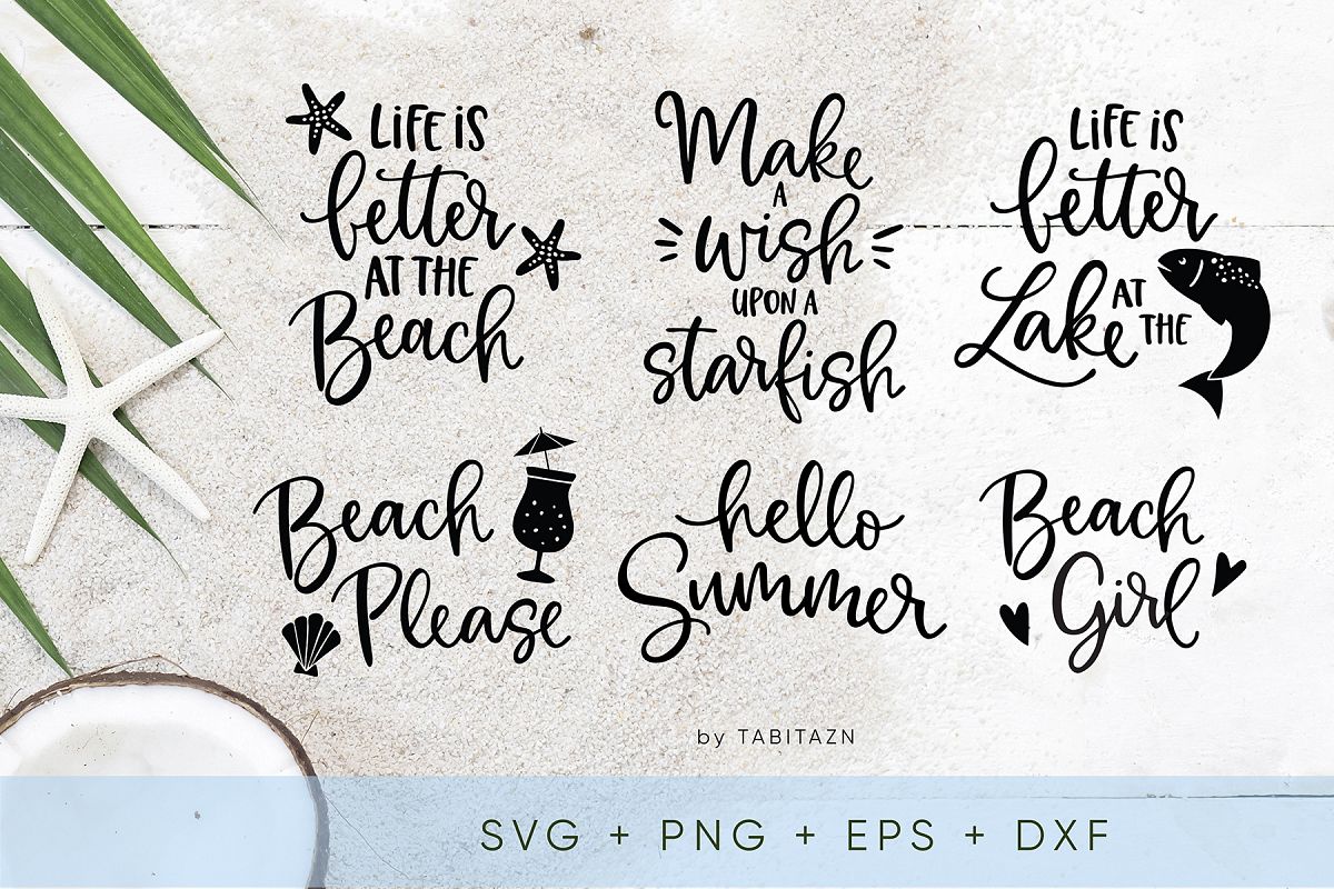 Beach bundle 6 cut files SVG, EPS, PNG, DXF example image 1