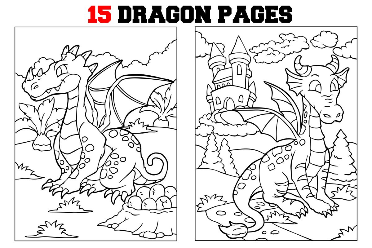 Coloring Pages For Kids - 15 Dragon Coloring Pages example image 1