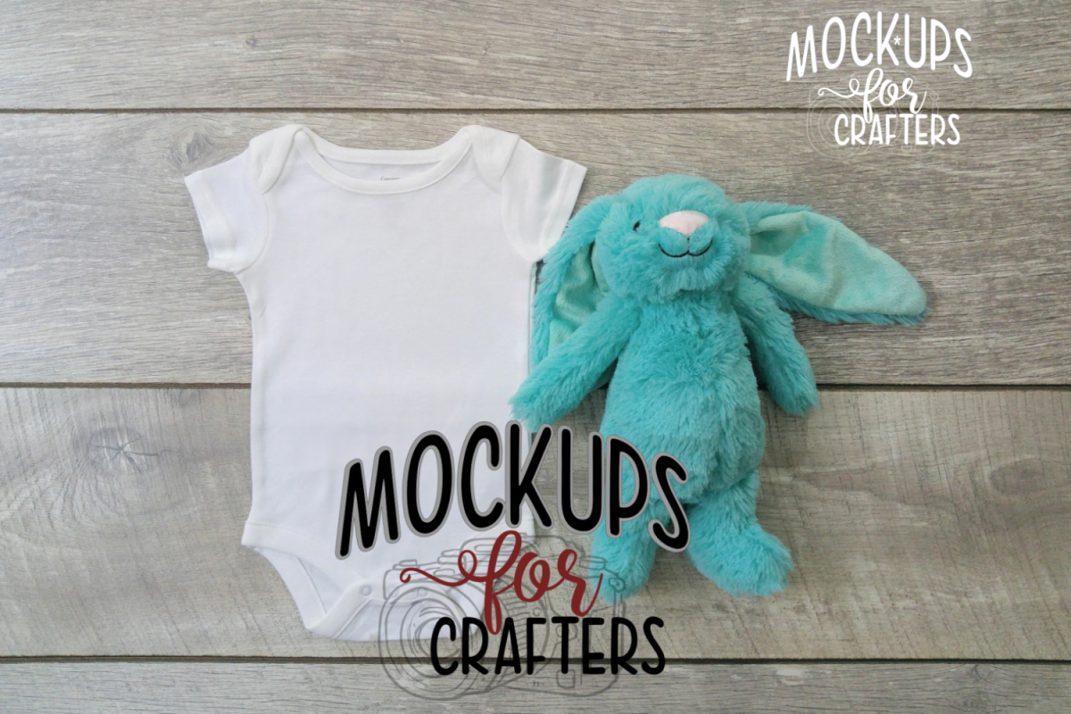 White baby bodysuit, onesie - teal bunny - Dollarama example image 1
