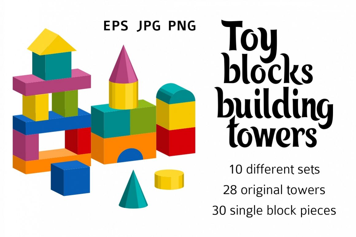 Toy blocks building towers example image 1