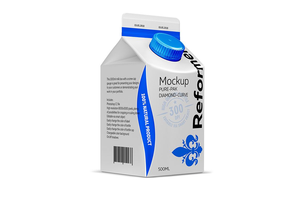 Mockup PURE-PAK/DIAMOND-CURVE 500ML example image 1