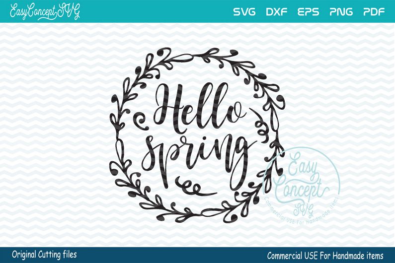 Hello Spring, Hello Spring SVG, Spring svg, Spring Sign svg, example image 1