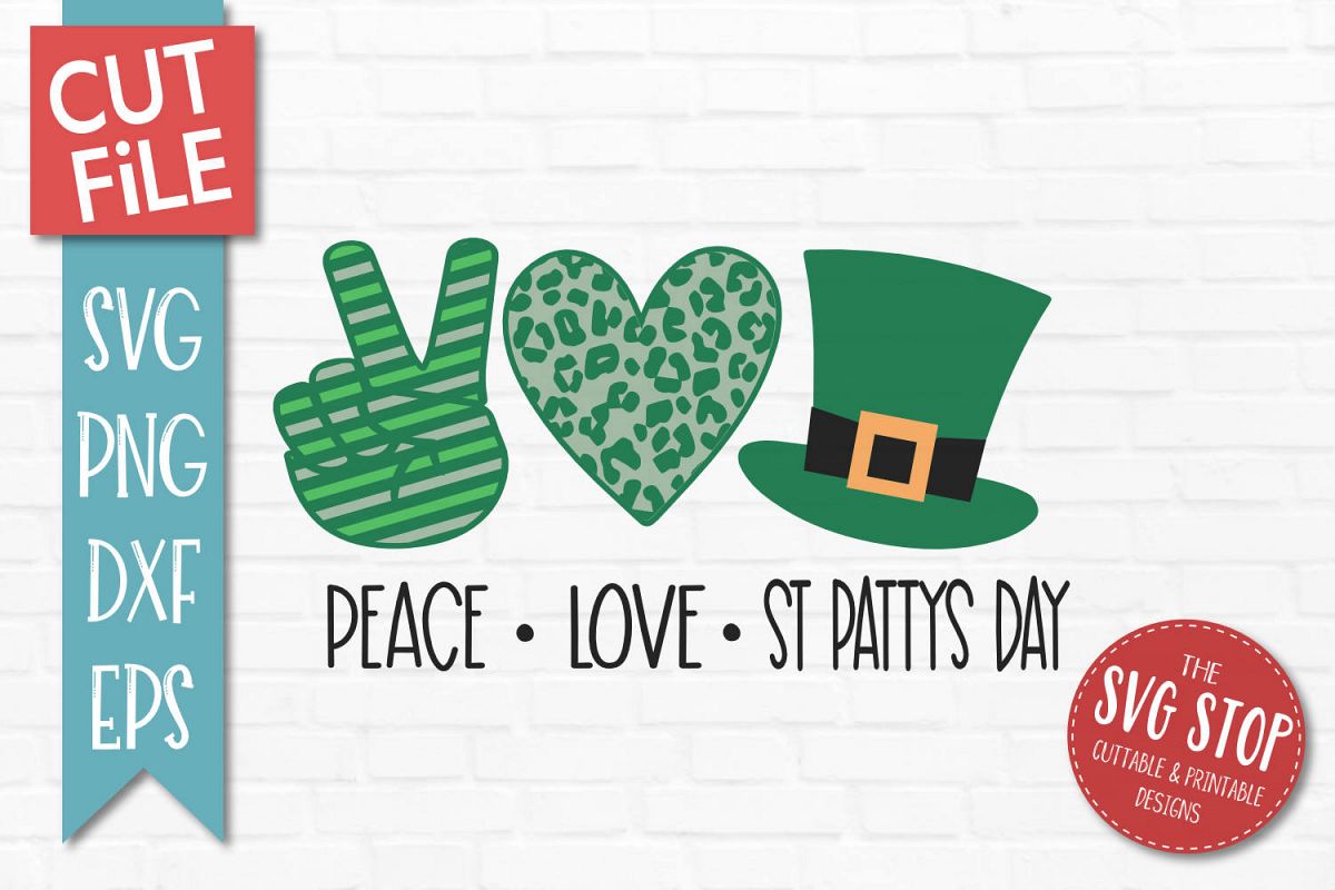 Peace Love St Patricks Day SVG, PNG, DXF, EPS example image 1