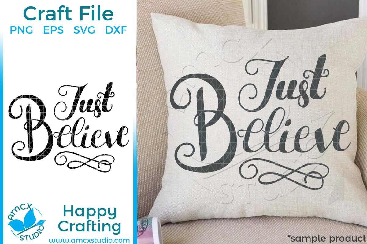 Just Believe Hand Lettered Christmas SVG Craft File example image 1