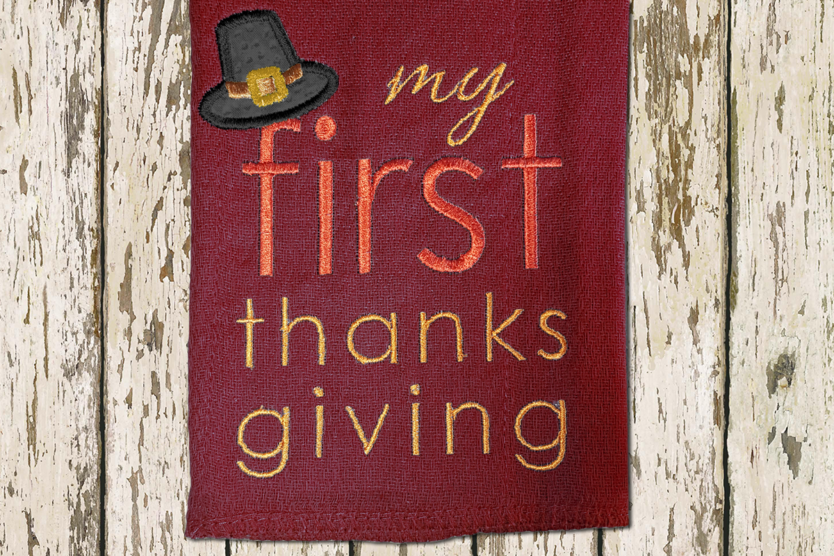 My First Thanksgiving Applique Embroidery Design example image 1