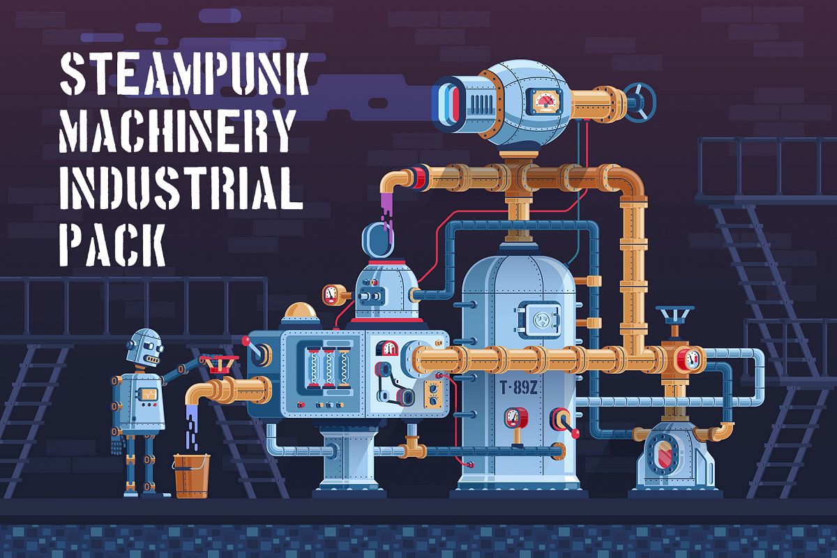 Machinery Steampunk Industrial Pack example image 1