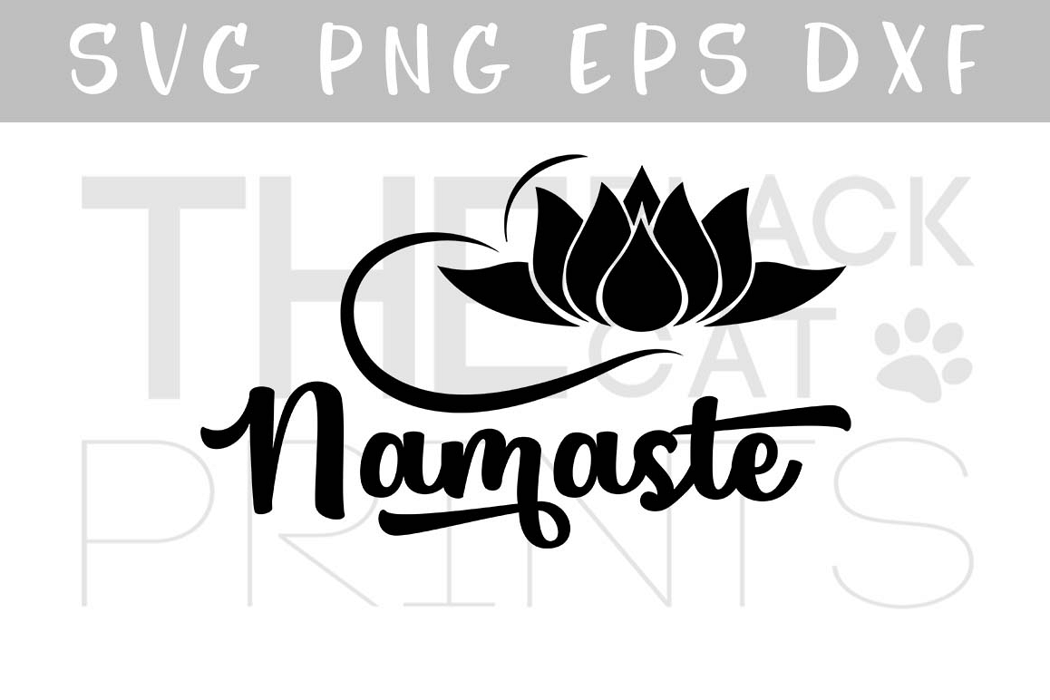 Namaste SVG PNG EPS DXF Yoga svg Lotus flower svg file example image 1