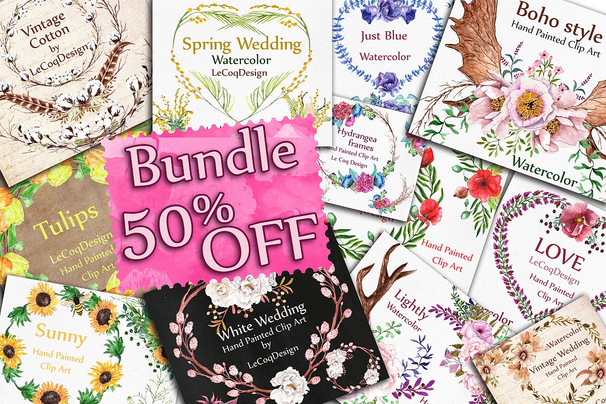Watercolor floral Bundle example image 1