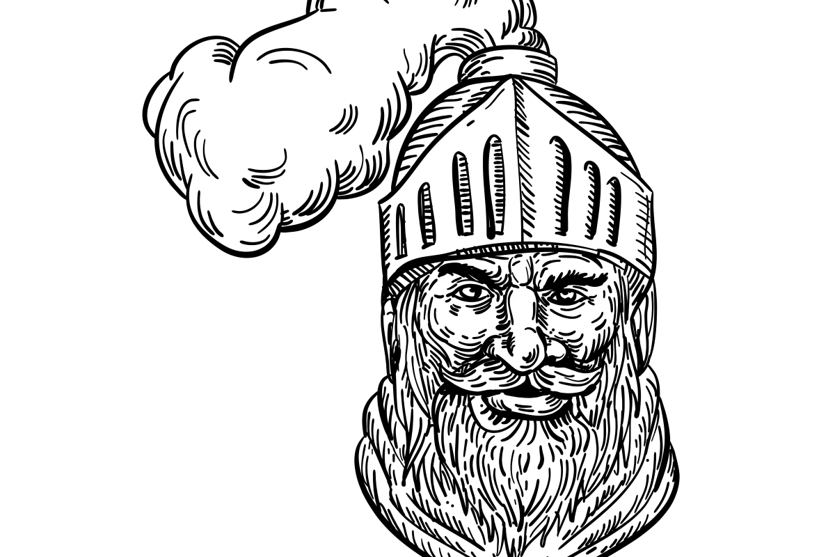Old Knight Head Drawing example image 1