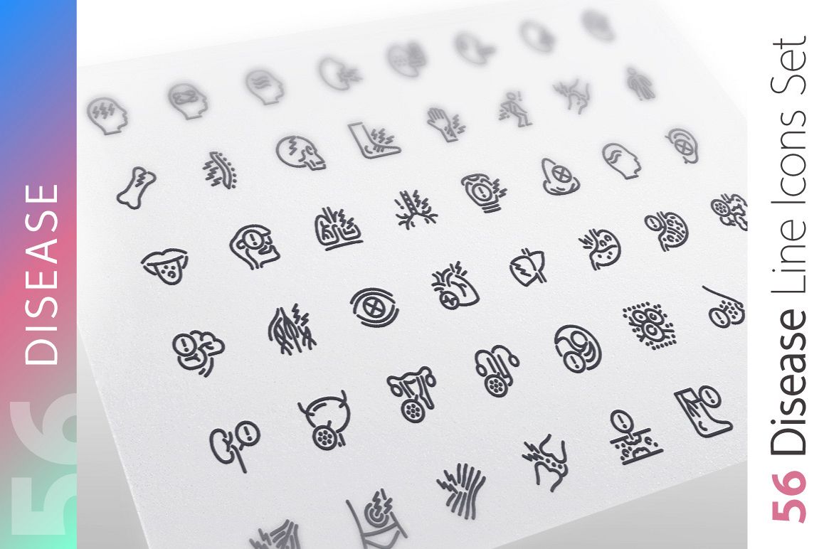 Disease Line Icons Set example image 1