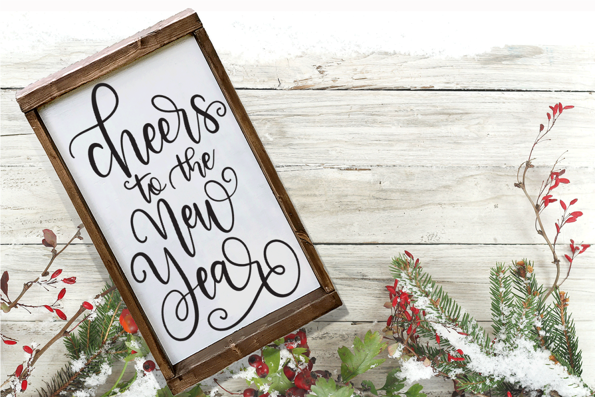 New Year SVG - Cheers to the New Year Hand-Lettered Cut File example image 1