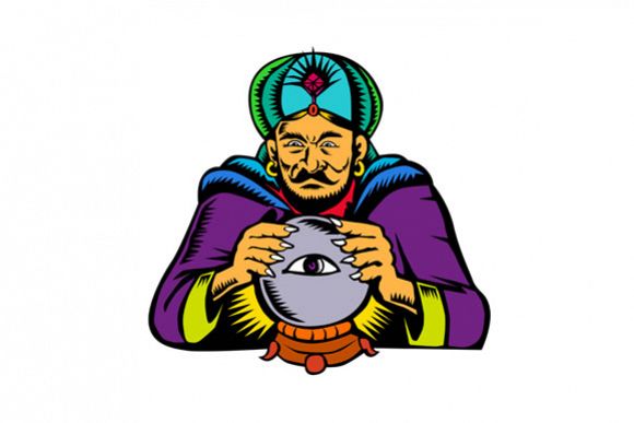 Fortune Teller With Crystal Ball Woodcut example image 1