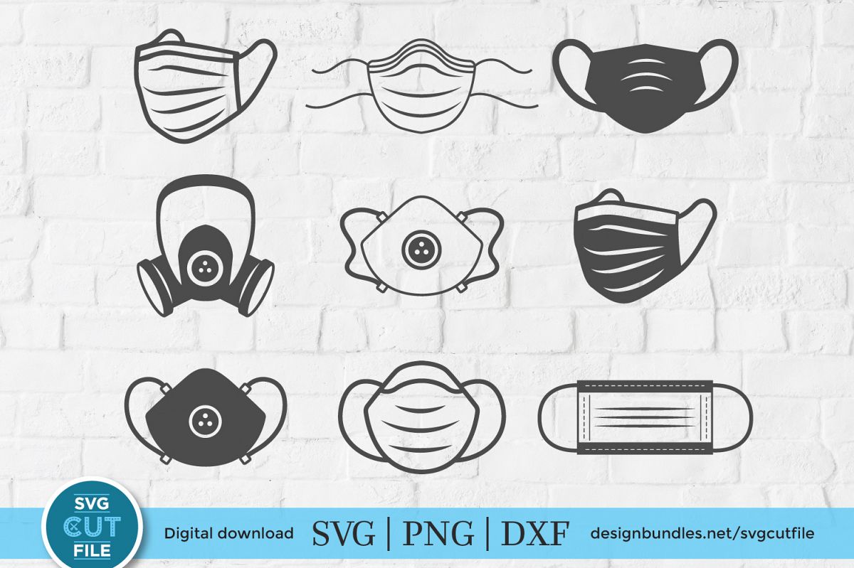 Facemask svg icons, surgical face mask icons for crafters