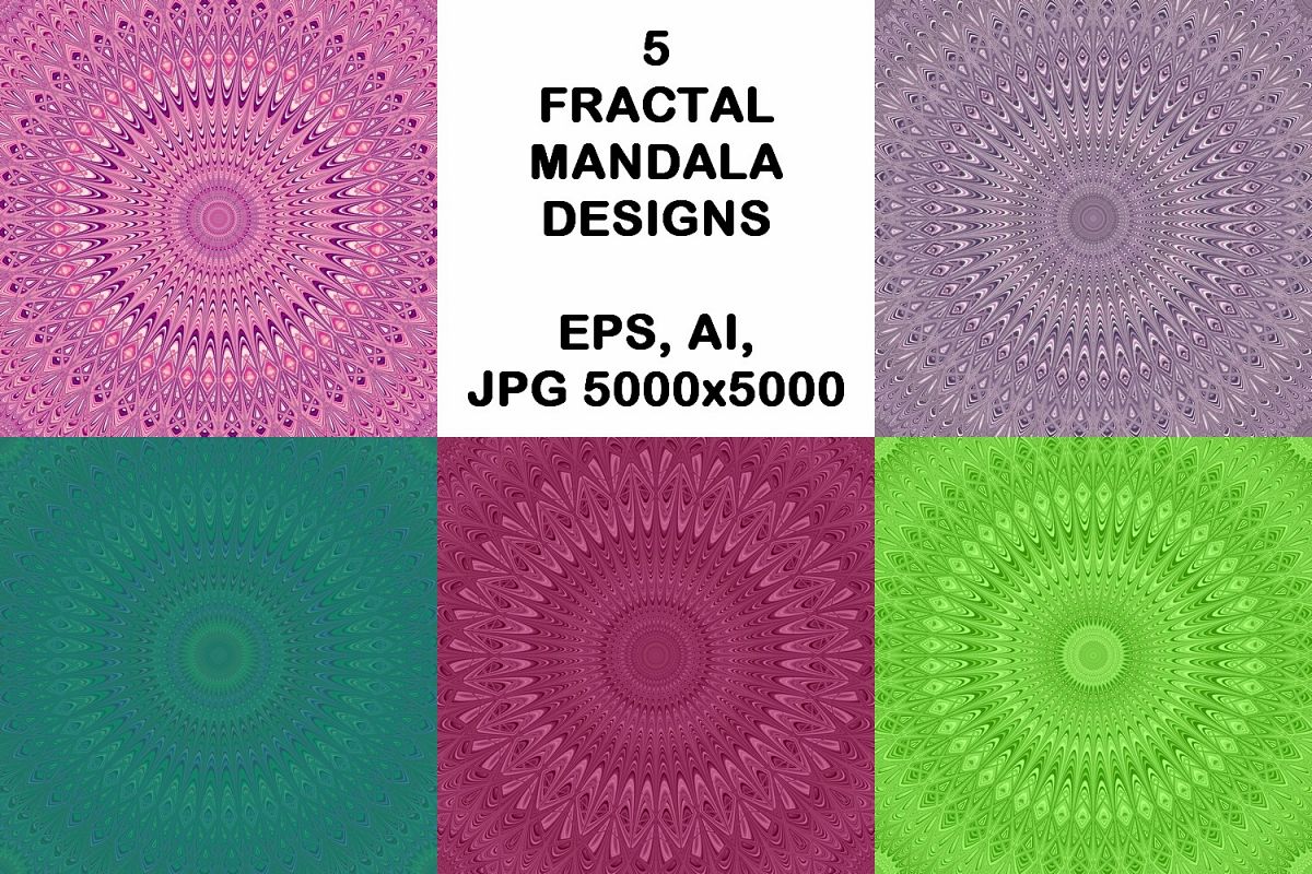 5 Mandala Backgrounds (AI, EPS, JPG 5000x5000) example image 1