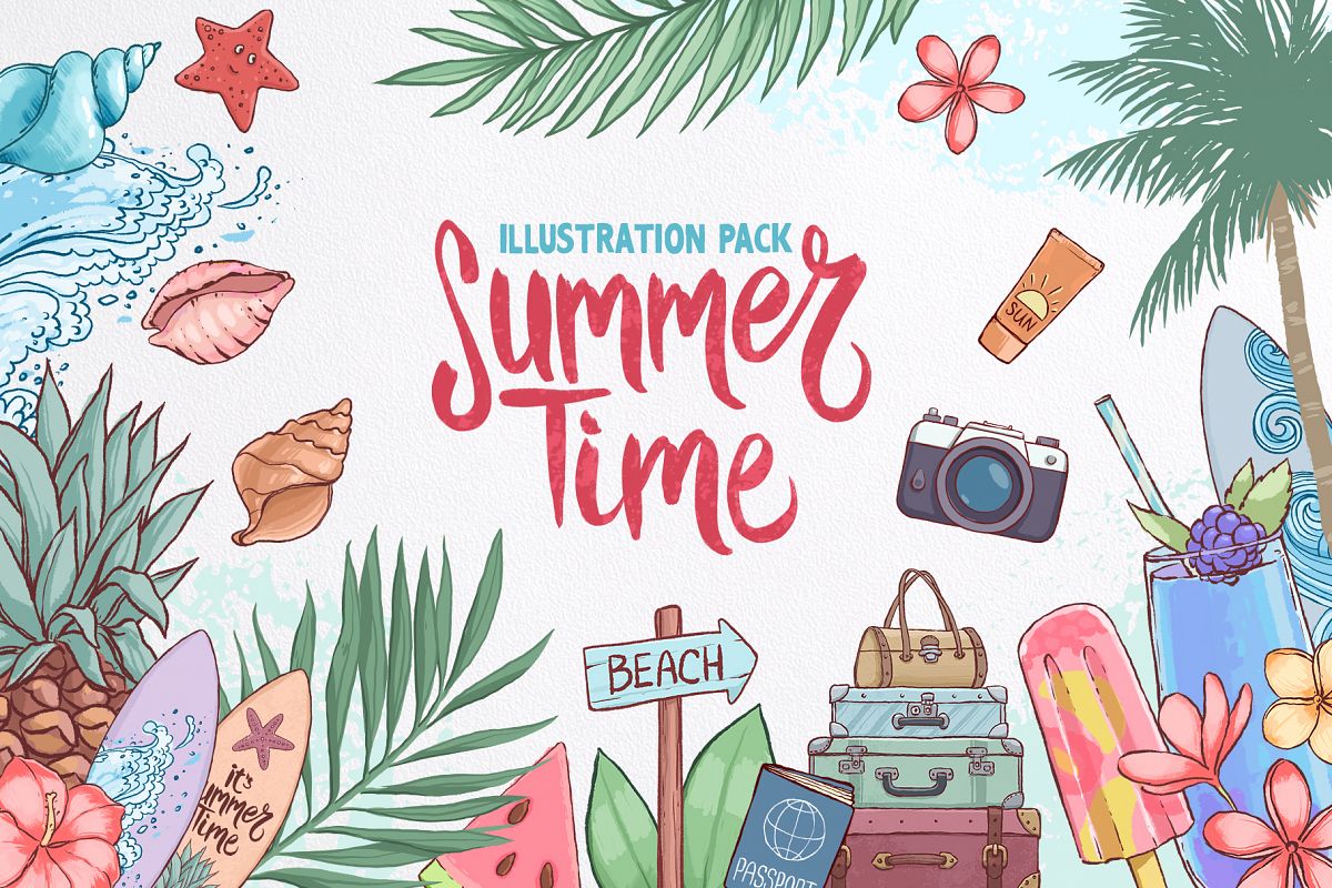 Summer time. Illustration pack. example image 1