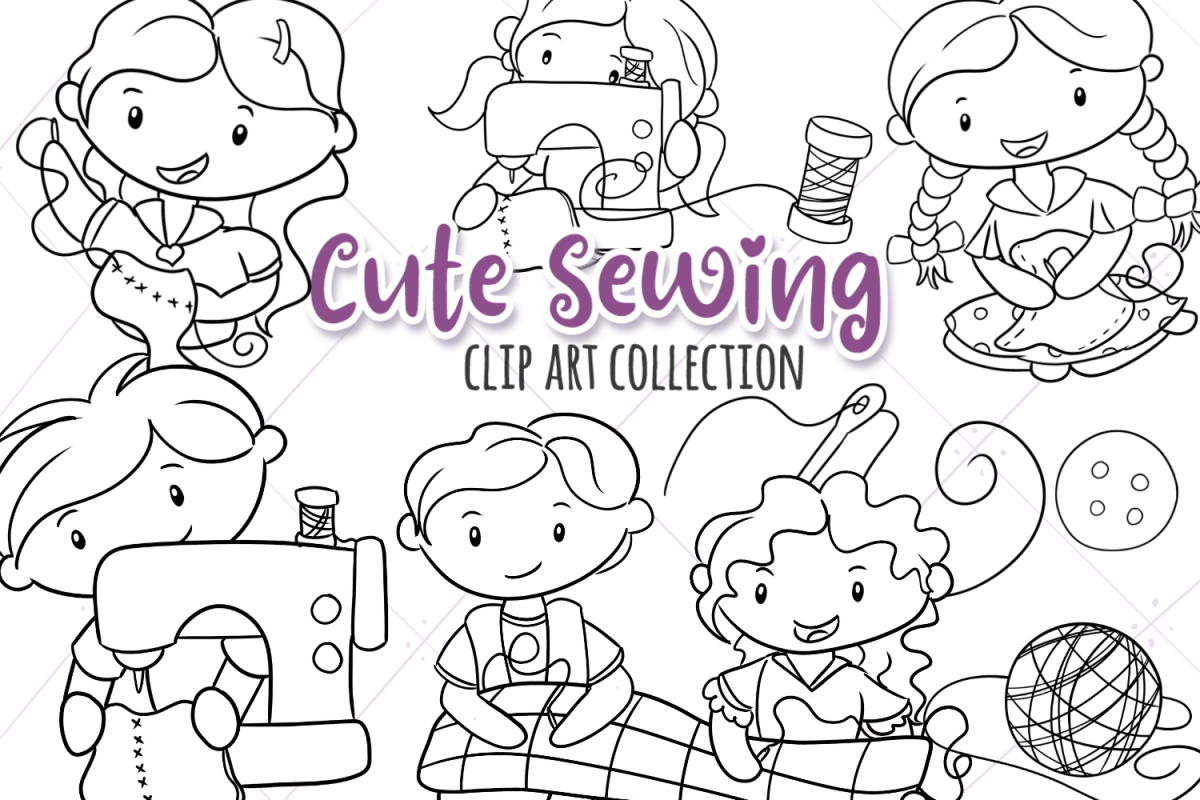 Cute Sewing Digital Stamps example image 1